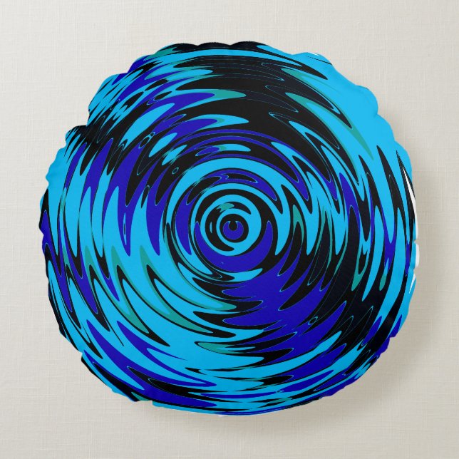 Redondo Cojín decorativo De Patrón De Pouf Swirl Psychedel (Anverso)