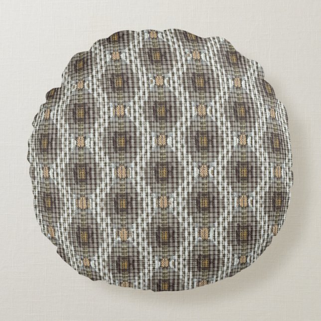 Redondo Cojín decorativo de patrón geométrico (Anverso)