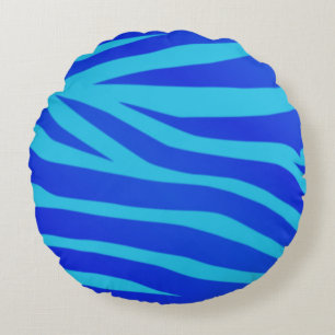 Redondo Cojín decorativo de pintura acrílica azul abstract