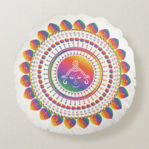 Redondo Cojín decorativo de Rainbow Buddha Mandela