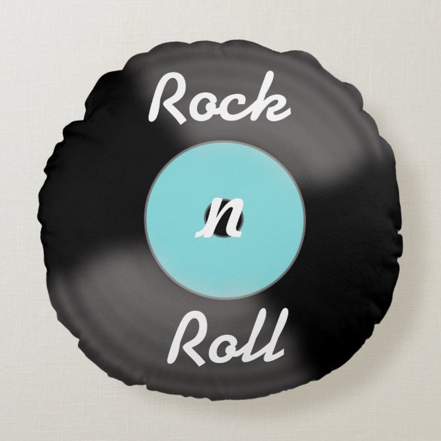 Redondo Cojín decorativo de registro de rollo retro N (Anverso)