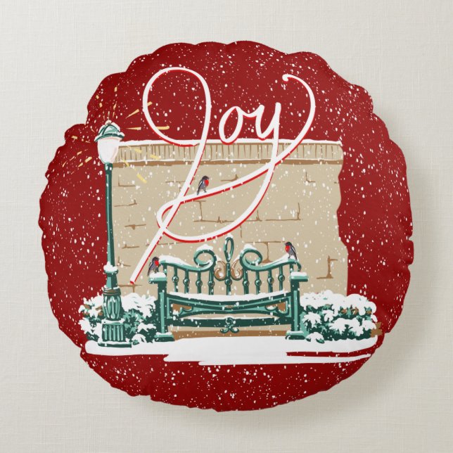 Redondo Cojín decorativo de Ronda de Alegría de los Navida (Anverso)