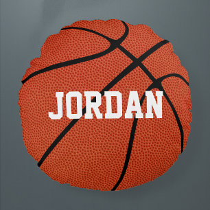 Redondo Cojín decorativo de ronda de baloncesto personaliz