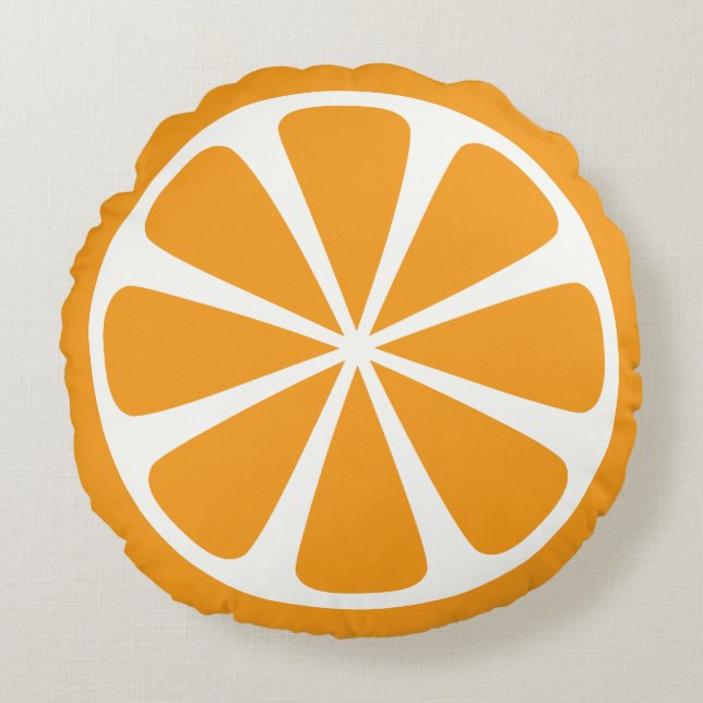 Redondo Cojín decorativo de Ronda de Verano de naranja Sli (Anverso)