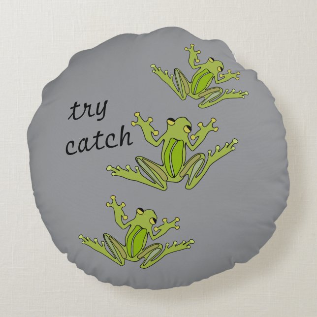 Redondo Cojín decorativo de serpiente y rana (Reverso)