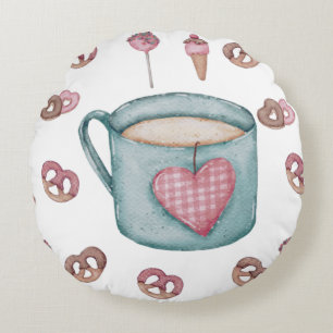 Redondo Cojín decorativo de té y aperitivos