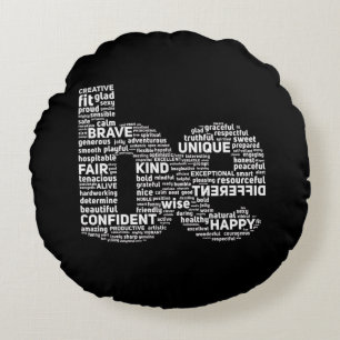 Redondo Cojín decorativo de Word Cloud motivacional