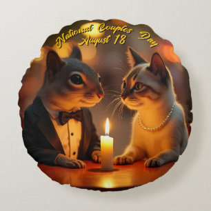 Redondo Cojín decorativo del Día Nacional de las Parejas