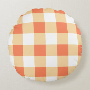Redondo Cojín decorativo del patrón de Gingham