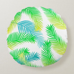 Redondo Cojín decorativo del patrón de hojas de palmera -