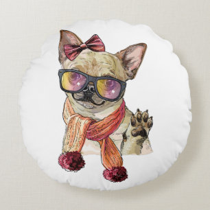 Redondo Cojín decorativo divertido de perros Chihuahua