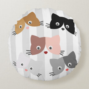 Redondo Cojín decorativo Happy Curious Kittens