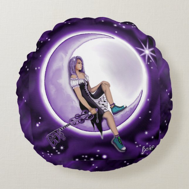 Redondo Cojín decorativo infantil Purple Moon (Anverso)