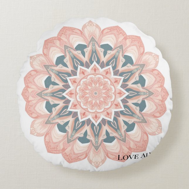 Redondo Cojín decorativo Mandala - Diseño árabe (Anverso)