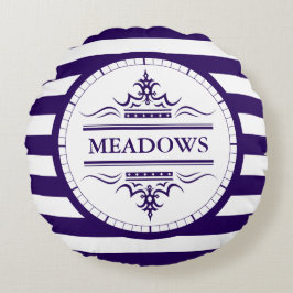 Redondo Cojín decorativo Náutico Elegante Azul de la Marin