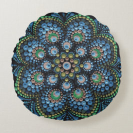 Redondo Cojín decorativo Peacock Dot Mandala