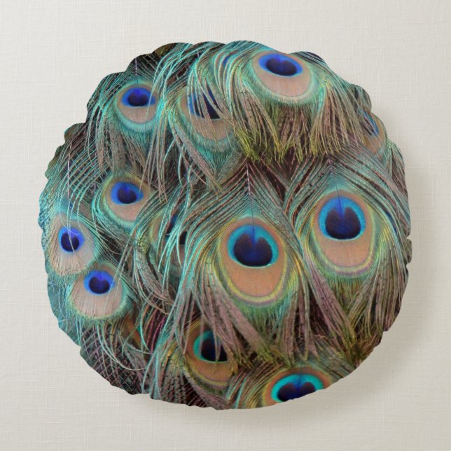 Redondo Cojín decorativo Peacock Feathers (Anverso)