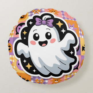 Redondo Cojín decorativo Pegatina de Kawaii Ghost Patchwor