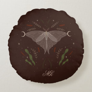 Redondo Cojín decorativo personalizado de Cottagecore Moth