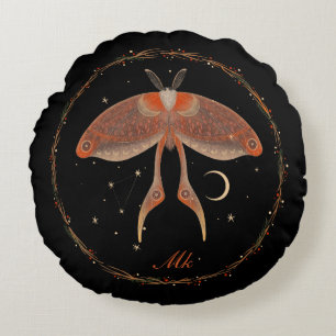 Redondo Cojín decorativo personalizado de Cottagecore Moth