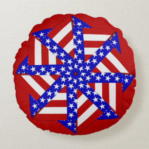 Redondo COJÍN DECORATIVO plegable 6-ROUND de la bandera es