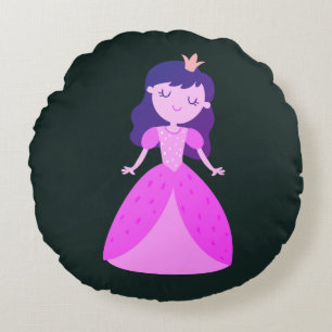 Redondo Cojín decorativo Princesa Negra y Rosa
