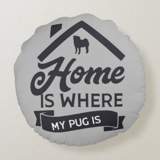 Redondo Cojín decorativo - Pug Home Blue & Grey