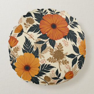 Redondo Cojín decorativo redondeado de geometría floral ne