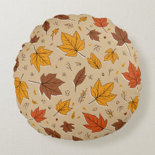 Redondo Cojín decorativo redondeado de hojas de otoño