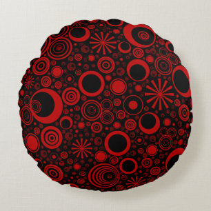 Redondo Cojín decorativo redondeado de redondeo rojo y neg