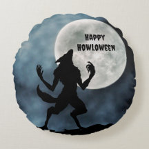 Cojín decorativo redondo, Howling Werewolf
