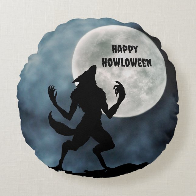 Redondo Cojín decorativo redondo, Howling Werewolf (Anverso)