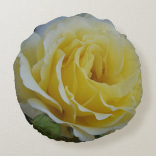 Redondo Cojín decorativo rosa blanco y amarillo