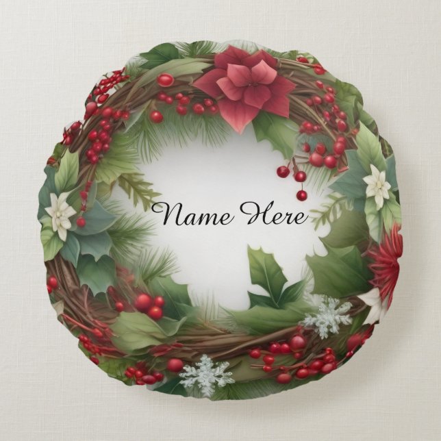 Redondo Cojín decorativo Round Poinsettia (Anverso)