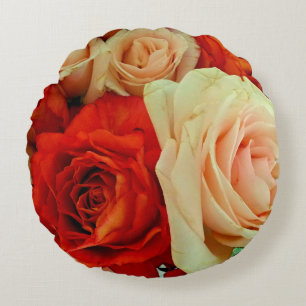Redondo Cojín decorativo Rústico Rose Bouquet-ROUND