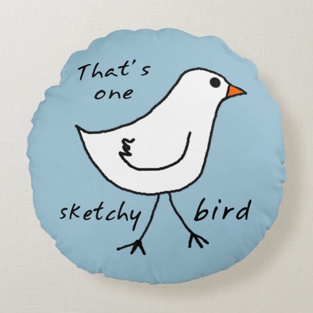 Redondo Cojín decorativo Sketchy Bird (Anverso)