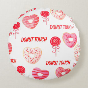 Redondo Cojín decorativo táctil DoNut rosa y Rojo