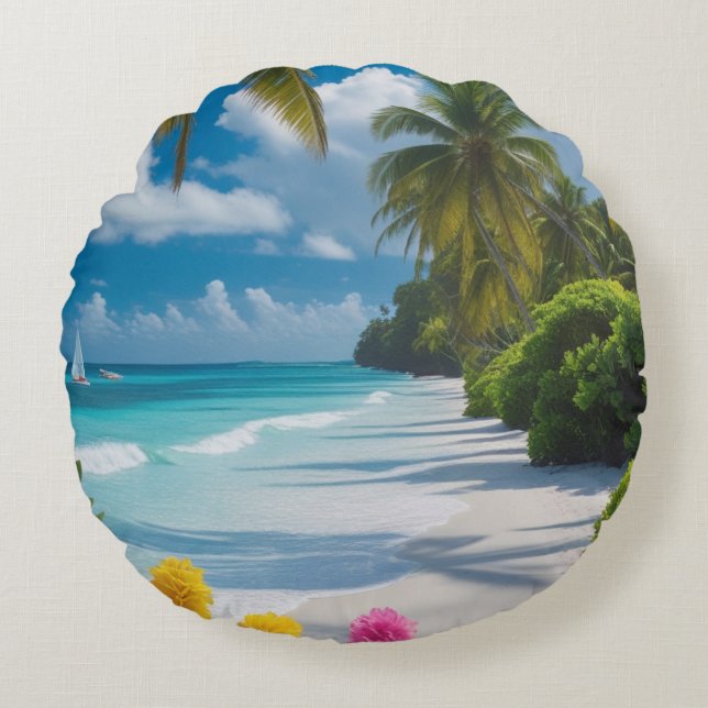 Redondo Cojín decorativo Tropical Beach (Anverso)