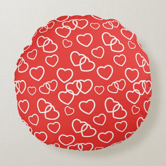 Redondo Cojín decorativo Valentine Hearts (Anverso)