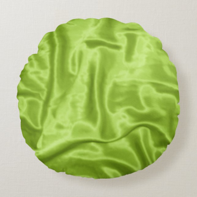 Redondo Cojín decorativo verde de satinado (Anverso)