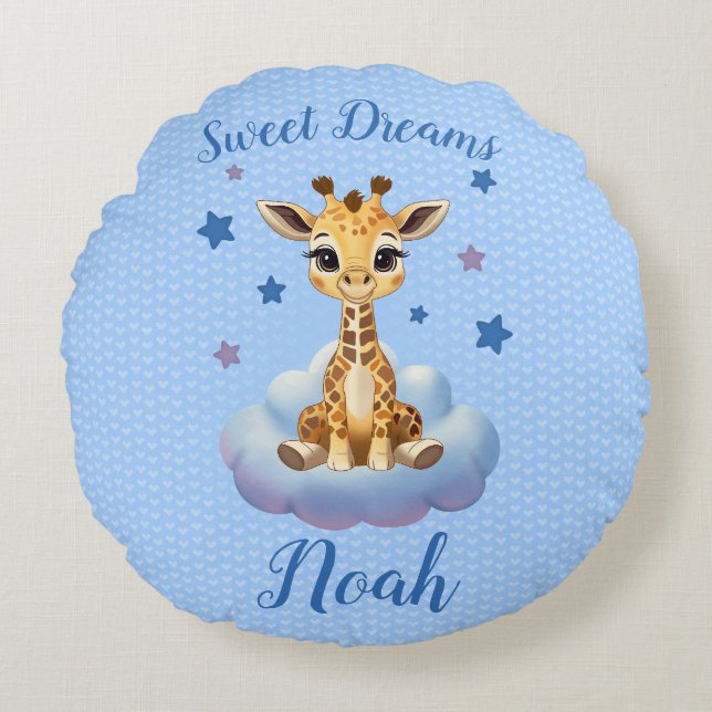 Redondo Customizable Cojín baby giraffe (Anverso)