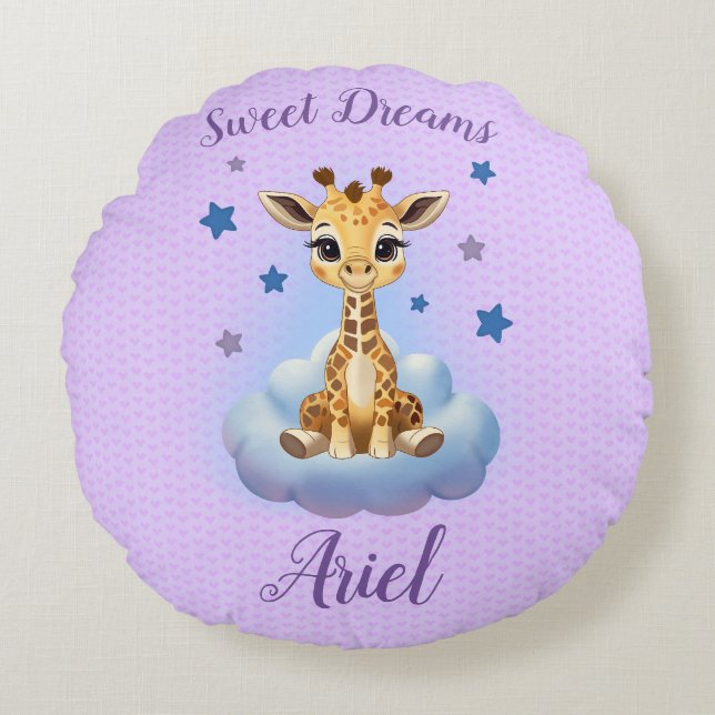 Redondo Customizable Cojín baby giraffe (Anverso)