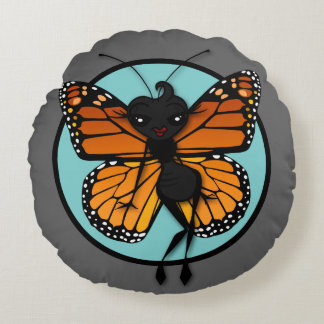 REDONDO CUTE MONARCH BUTTERFLY LADY ROUND COJÍN DECORATIVO