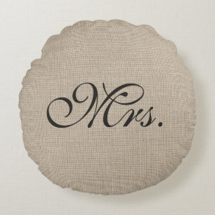 Redondo Dark Brown Sra. Burlap Cojín decorativo