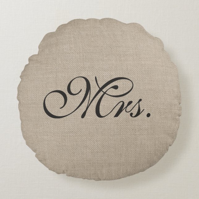 Redondo Dark Brown Sra. Burlap Cojín decorativo (Anverso)