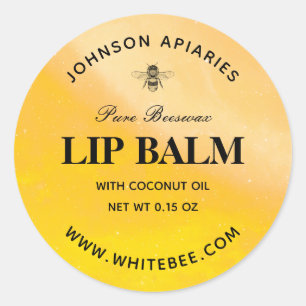 Redondo de miel de abeja Lip Beeswax Balm Etiqueta