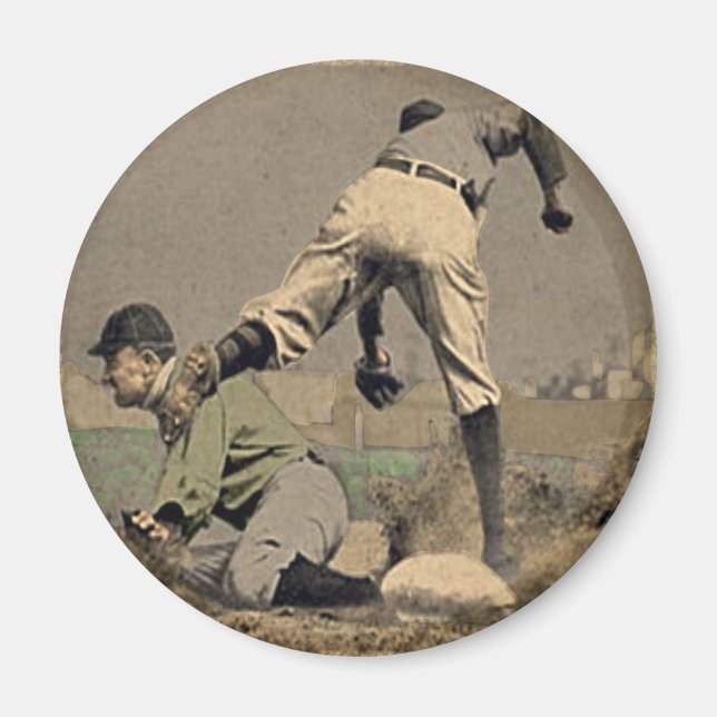 Redondo De Nevera De Béisbol Imán Al Estilo Retro  (Frente)