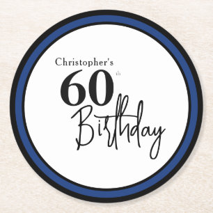 Redondo De Papel Posavasos moderno para 60 cumpleaños en elegante a