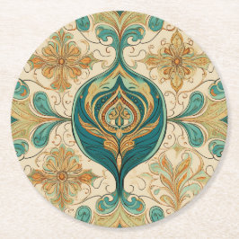 Redondo De Papel Posavasos Paisley Esmeralda