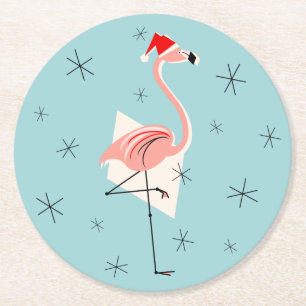 Redondo De Papel Posavasos redondos Flamingo Santa Blue